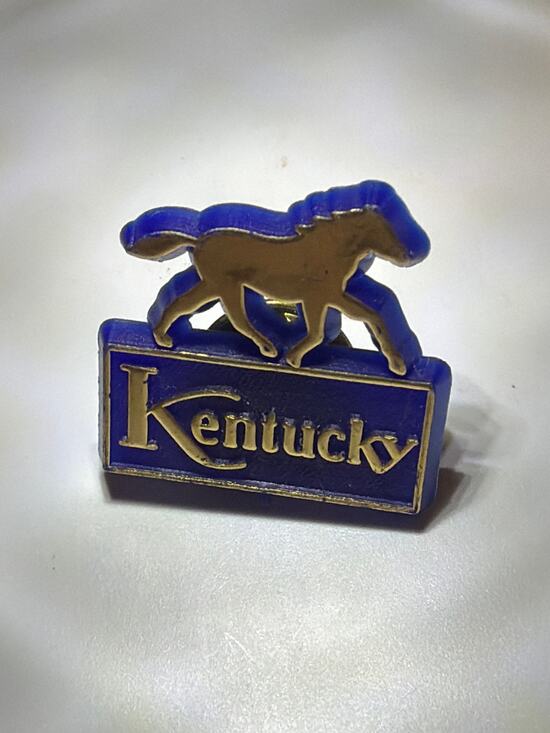 Unbranded Other - Vintage Kentucky Derby State Souvenir Pin Running Horse Blue Gold Tone Lapel